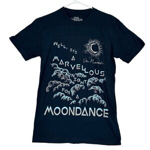 Van Morrison Marvellous Night for a Moondance Navy Blue Tee Shirt Men's S NWOT
